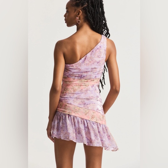 💕HOT💕NWT LoveShackFancy Zietta One Shoulder Dress in Dusty Amethyst Sz 12 - Picture 4 of 16